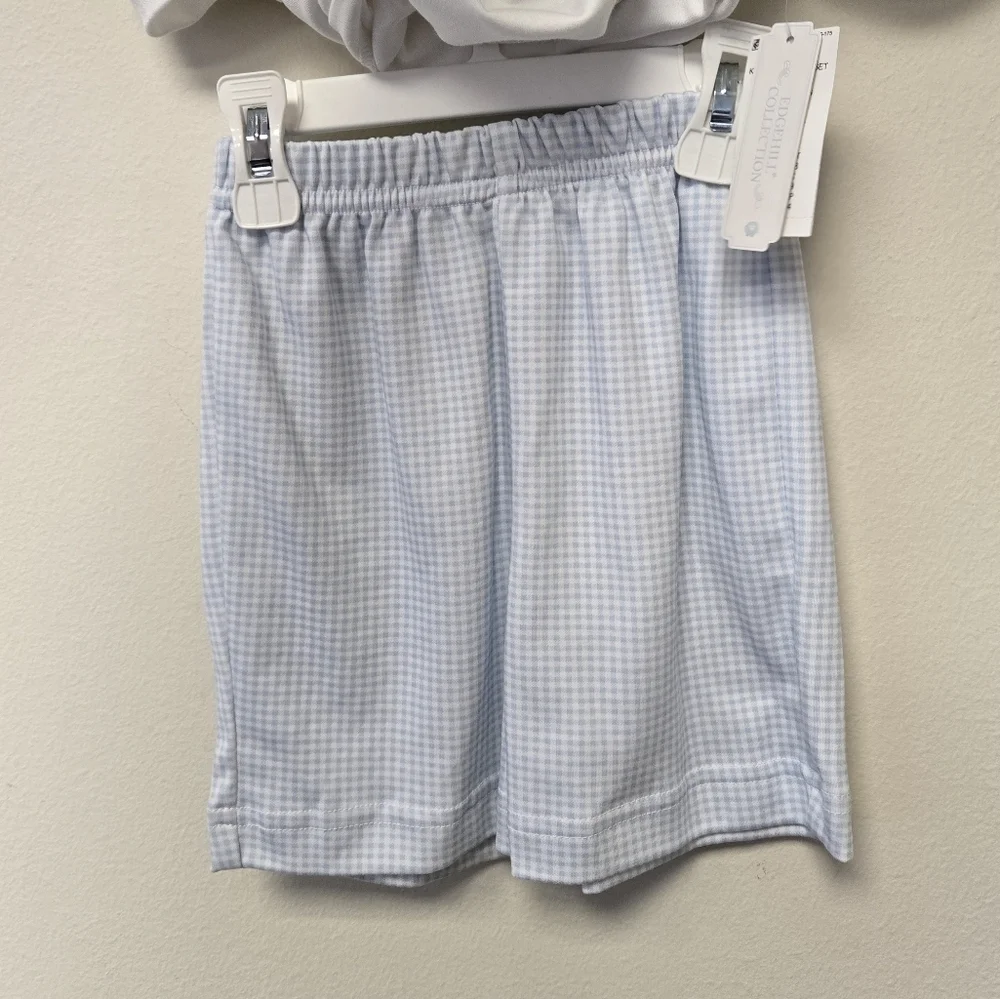 Edgehill Collection Round Neck Short Sleeve Golf Shirt & Gingham Shorts Set 4T
